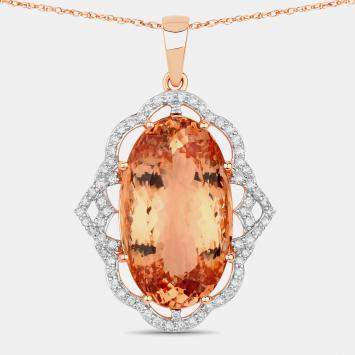 مملوكة مسبقًا 26.59 cts Morganite and Diamond 14K Rose Gold Statement Pendant