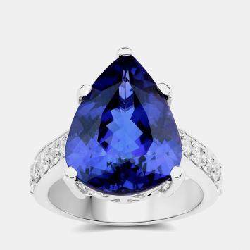 Pre Owned 10.45 cts Tanzanite and Diamond 18K White Gold Ring US Size 8