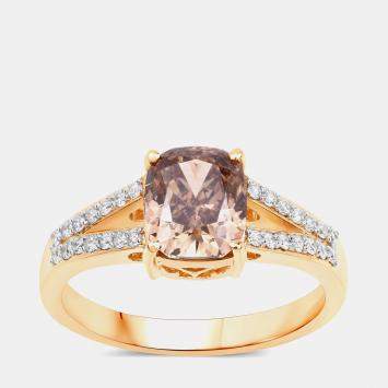 Pre Owned 2.02 cts Brown Diamond and Diamond 18K Yellow Gold Bridge Ring US Size 7