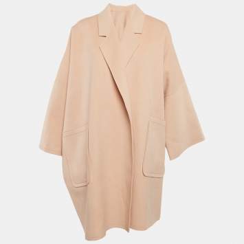 Pre Owned Helmut Lang Pink Wool Open Front Mid-Length Coat XS