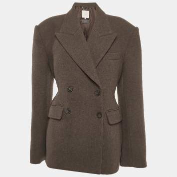 Pre Owned بليزر هيلسا صوف بني مزدوج الصدر مقاس وسط (ميديوم)