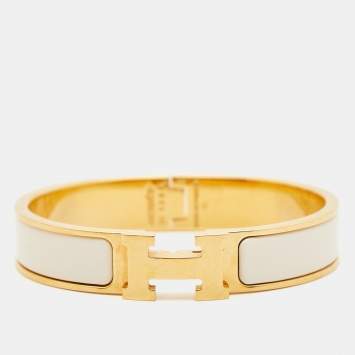 Pre Owned Hermès Clic H Enamel Gold Plated Bracelet