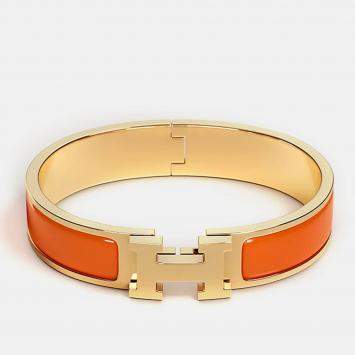 Hermes Orange Fruite Enamel Clic H Bracelet Size PM