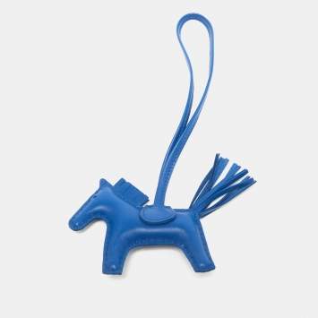 Pre Owned Hermes Bleu France Milo Leather GriGri Rodeo Bag Charm PM