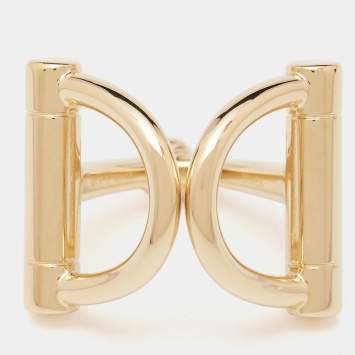 Pre Owned Hermès Double Mors Gold Tone Scarf Ring