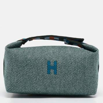 Pre Owned Hermes Vert Foret Wool Small Bride-a-Brac Natte Pouch