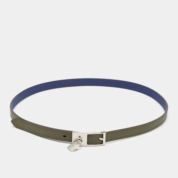 Hermes Vert Veronese/Bleu Saphir Swift/Epsom Leather Lucky 15 Reversible Belt 80CM