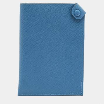 Pre Owned Hermes Bleu Agate Epsom Leather Tarmac Passport Holder