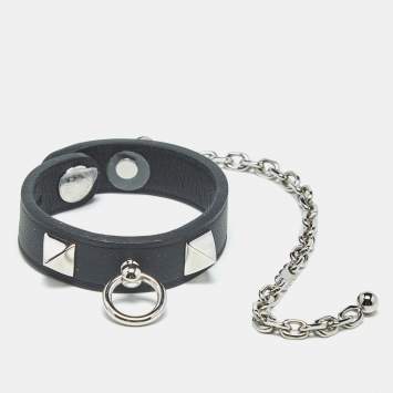 Hermes Rivale Leather Palladium Plated Glove Clip