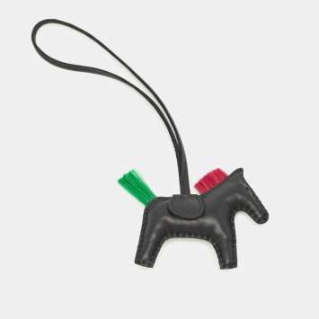 Hermes Noir/Menthe/Magnolia Milo Leather and Horsehair GriGri Rodeo Punk Bag Charm PM