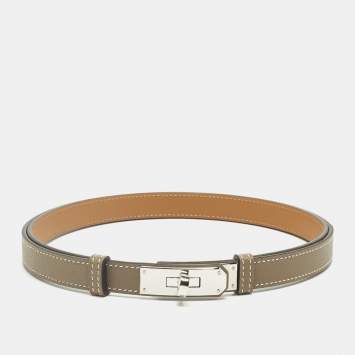 Pre Owned Hermès Kelly Adjustable Belt Taupe Epsom Leather