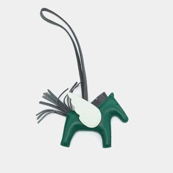 Pre Owned Hermès Rodeo Pegase PM Bag Charm Vert Moyen/Ardoise/Vert Peppermint Milo Leather 