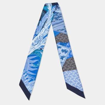 Pre Owned Hermes Cobalt Blue Cheval Phoenix Silk Twilly