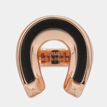 Pre Owned Hermes Ring "Joquette" Size Gm/53 Black Metal