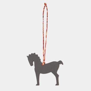 Pre Owned Hermes Petit H Horse Gray Epsom Leather Chevre Myzore Goatskin Bag Charm