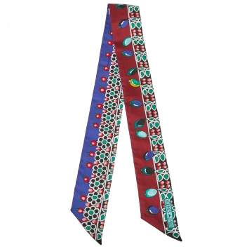 Pre Owned Hermes Bordeaux & Violet Parures des Maharajas Silk Twilly Scarf