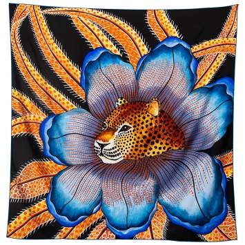 Pre Owned Hermès Multicolor Baobab Cat Silk Scarf