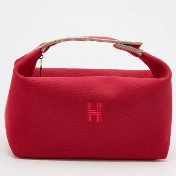 Pre Owned Hermes Carmin Toile Large Bride-A-Brac Cosmetic Pouch
