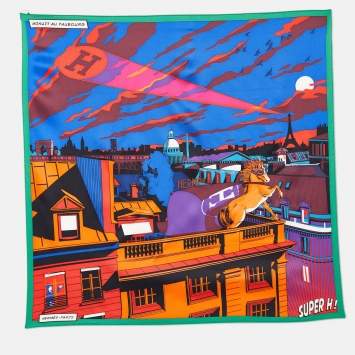 مملوكة مسبقًا Hermes Multicolor Minuit Au Faubourg Printed Silk Square Scarf