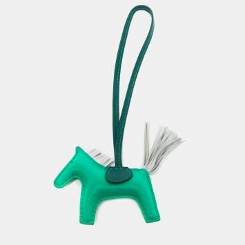 Pre Owned Hermes Menthe/Malachite/Blue Brume Milo Leather Rodeo Grigri Bag Charm PM