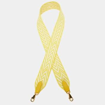 Pre Owned Hermes Jaune Citron/Blanc/Jaune De Naples Toile and Swift Leather Shoulder Bag Strap