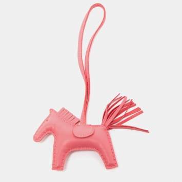 Pre Owned Hermes Rose Azalee Milo Leather Rodeo Grigri Bag Charm PM