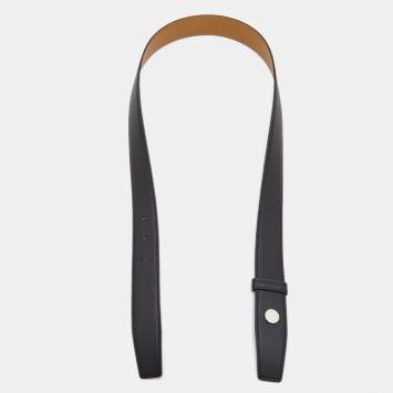 Pre Owned Hermes Black Leather Portland Belt Strap 85cm