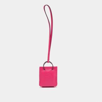 Pre Owned Hermes Pink Milo Lambskin & Swift Leather Bag Charm