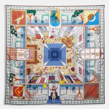 Pre Owned Hermès Multicolor Objets de Curiosité Printed Silk Square Scarf