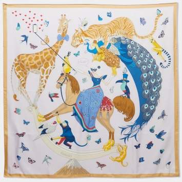 مملوكة مسبقًا Hermès Story Light Pink Printed Silk Square Scarf