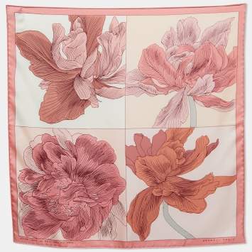 Pre Owned Hermès Pink Etude Pour Un Iris-Arc En Ciel Silk Square Scarf