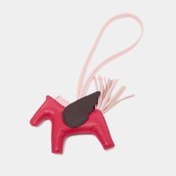 Pre Owned Hermes Framboise/Rose Sakura/Rouge Sellier Milo Leather GriGri Rodeo Pegase Bag Charm PM