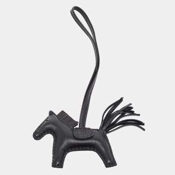 Pre Owned Hermes So Black Milo Leather and Matte Alligator Touch GriGri Rodeo Bag Charm PM