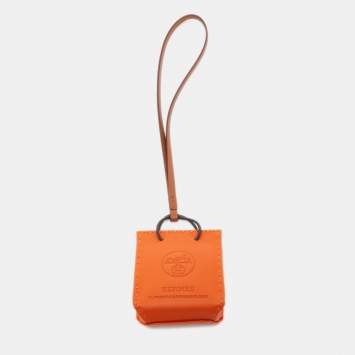 مملوكة مسبقًا Hermes Feu/Gold Milo Lambskin and Swift Leather Shopping Bag Charm 