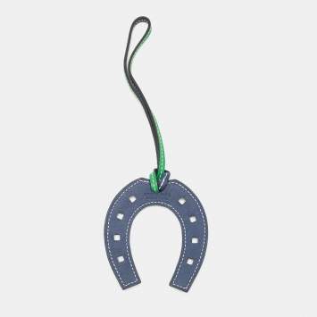 Pre Owned Hermès Bambou/Deep Blue Swift Leather Paddock Fer a Cheval Bag Charm