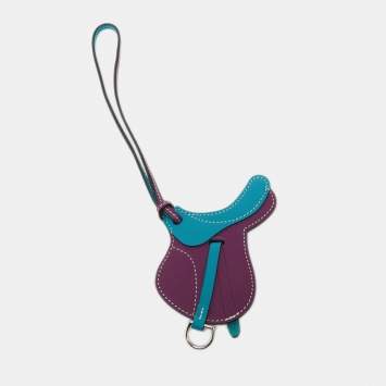 Pre Owned Hermès  Anemone/Bleu Izmir Swift Leather Paddock Selle Horse Saddle Bag Charm
