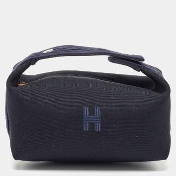 Pre Owned Hermes Bleu Nuit Canvas Small Bride-A-Brac Pouch