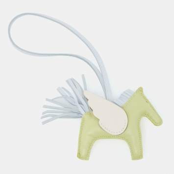 Pre Owned Hermes Jaune Bourgeon/Bleu Brume Milo Leather GriGri Rodeo Pegase Bag Charm PM