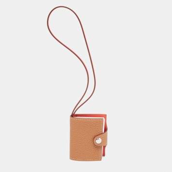 Pre Owned Hermes Gold/Capucine Togo and Swift Leather Nano Ulysse Charm