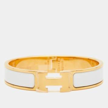 Pre Owned Hermès Clic H Enamel Gold Plated Bracelet