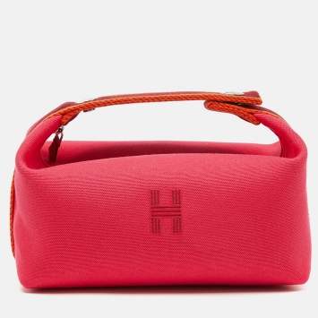 Pre Owned Hermes Hibiscus Canvas Small Bride-a-Brac Pouch