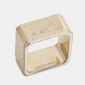 Pre Owned Hermes Bolduc 90 Gold Tone Scarf Ring
