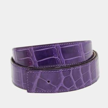 Pre Owned Hermes Ultraviolet Crocodile Porosus Belt Strap 95 CM