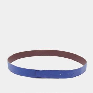 Pre Owned Hermes Rouge H//Blue Electric Swift and Epsom Leather Reversible Belt Strap 95 CM