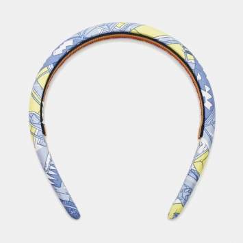 Pre Owned Hermes Blue Printed Silk La Legende du Cheval Elsa Headband