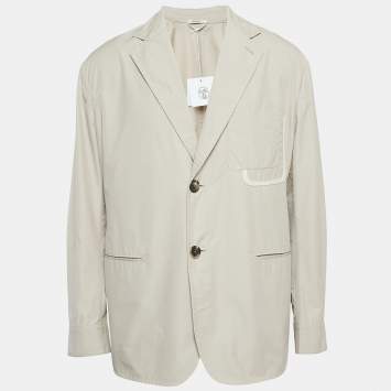 Pre Owned Hermes Tan Khaki Poplin Button-Up Jacket M