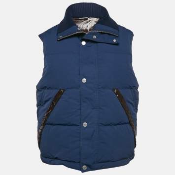 Pre Owned Hermès Navy Blue Synthetic Puffer Vest XXL