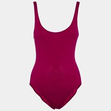 Pre Owned Hermès Bain Rose Griotte Jersey Swimsuit M