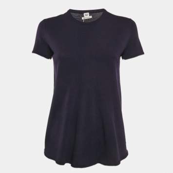Pre Owned Hermès Purple Wool Knit Crew Neck Sweater Top M