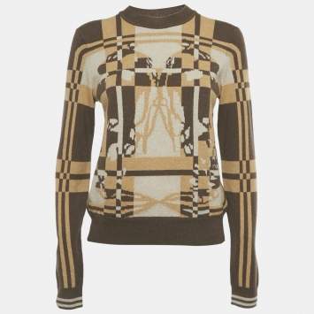 Pre Owned Hermes Brown/Beige Patterned Cashmere Brides de Gala Long Sleeve Jumper M